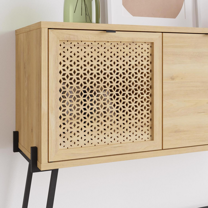 Naive 2 Door 1 Shelf Sideboard – Sapphire Oak with Black Metal Frame