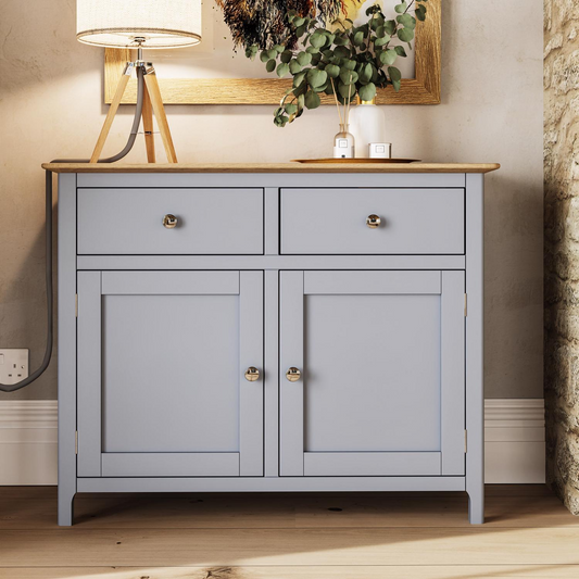 Taberno Oak 2 Door 2 Drawer Sideboard – Dove Grey