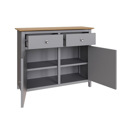 Taberno Oak 2 Door 2 Drawer Sideboard – Dove Grey