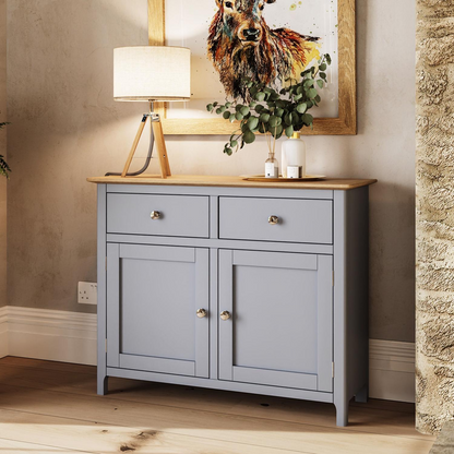 Taberno Oak 2 Door 2 Drawer Sideboard – Dove Grey