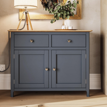 Taberno Oak 2 Door 2 Drawer Sideboard – Graphite Blue