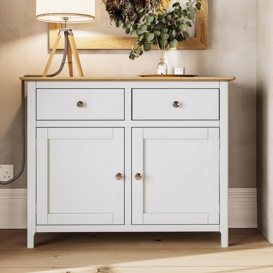 Taberno Oak 2 Door 2 Drawer Sideboard – Linen White