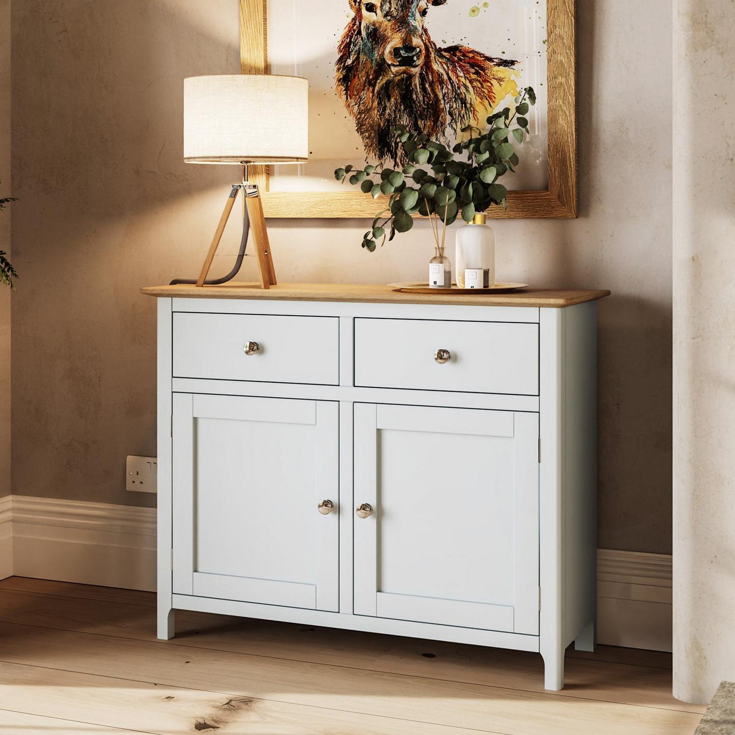 Taberno Oak 2 Door 2 Drawer Sideboard – Linen White