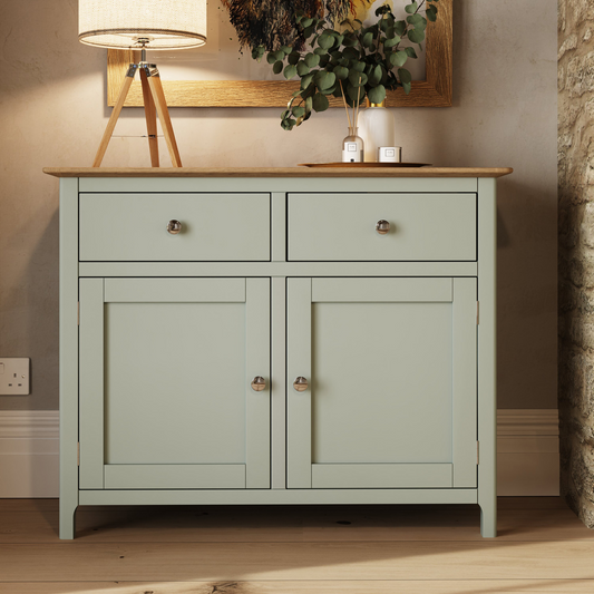 Taberno Oak 2 Door 2 Drawer Sideboard – Sage Green
