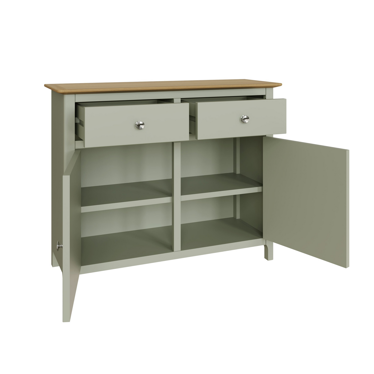 Taberno Oak 2 Door 2 Drawer Sideboard – Sage Green