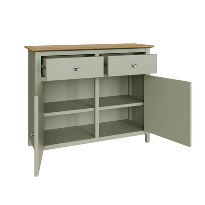 Taberno Oak 2 Door 2 Drawer Sideboard – Sage Green