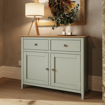 Taberno Oak 2 Door 2 Drawer Sideboard – Sage Green
