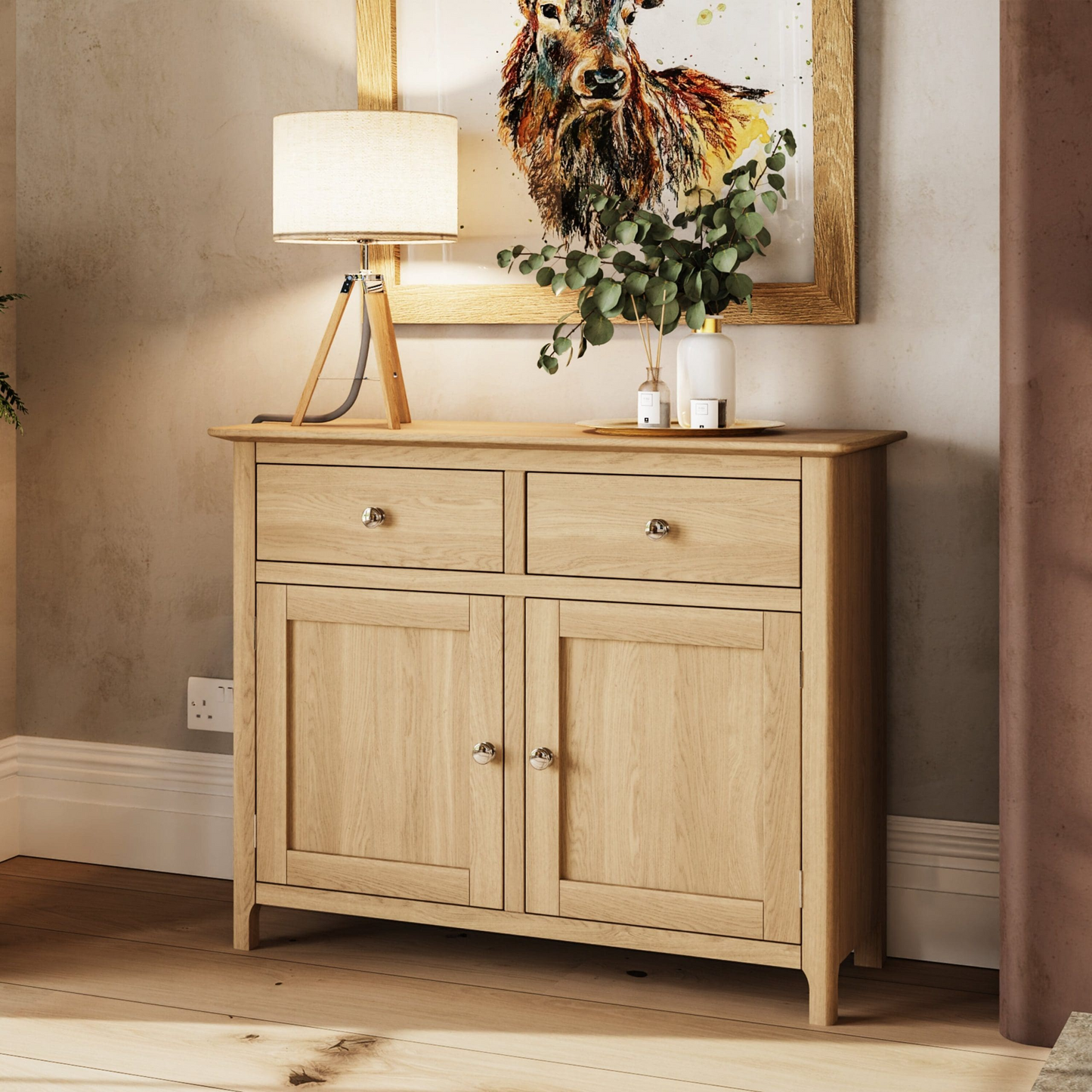 Taberno Oak 2 Door 2 Drawer Sideboard – Natural Oak