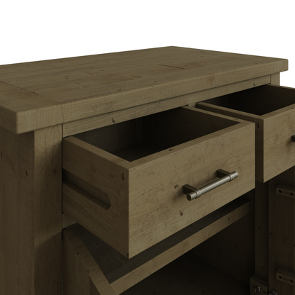 Saltash 2 Door 2 Drawer Compact Sideboard – Reclaimed Pine