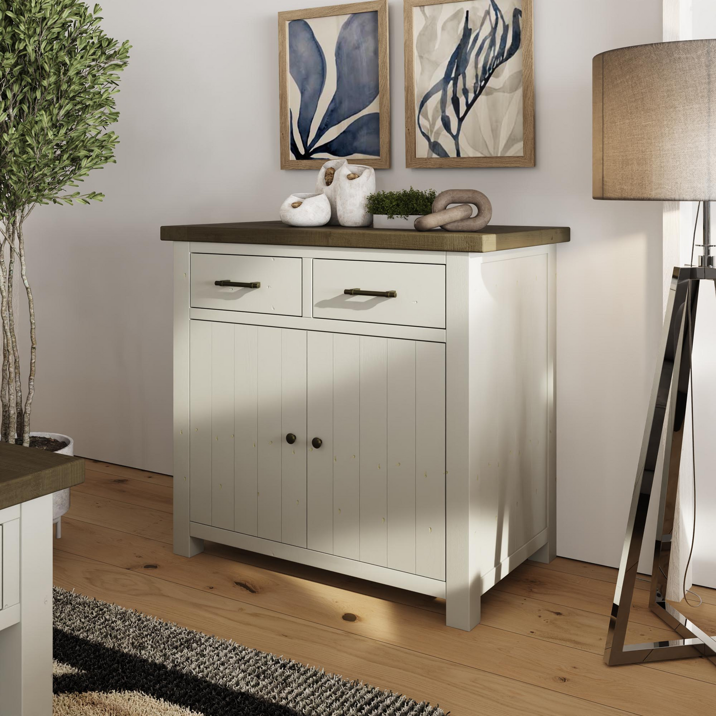 Purbeck Truffle 2 Door 2 Drawer Small Sideboard – Reclaimed Pine