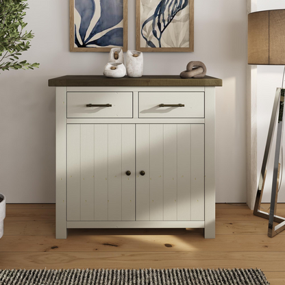 Purbeck Truffle 2 Door 2 Drawer Small Sideboard – Reclaimed Pine