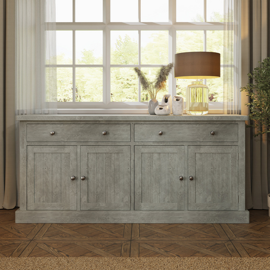 Bowood Large 4 Door Sideboard – Solid Wood Limewash