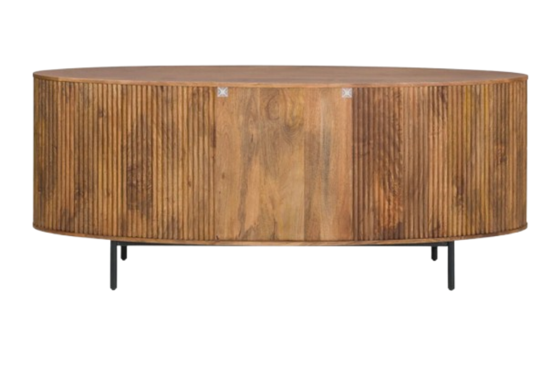 Torello Two Door Three Drawer Mango Wood Oval Sideboard