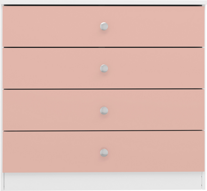 Denver 4 Drawer Chest – White/Pink Gloss, Stylish Bedroom Storage