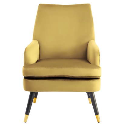 Loretta Mustard Velvet Accent Chair with Gold-Tipped Legs