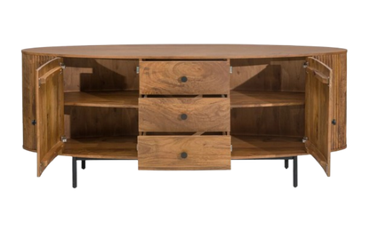 Torello Two Door Three Drawer Mango Wood Oval Sideboard