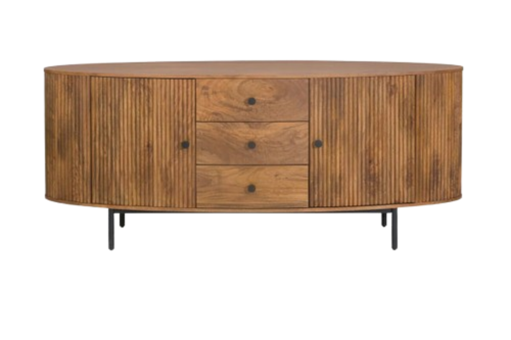 Torello Two Door Three Drawer Mango Wood Oval Sideboard