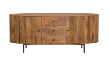 Torello Two Door Three Drawer Mango Wood Oval Sideboard