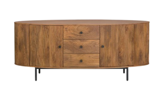 Torello Two Door Three Drawer Mango Wood Oval Sideboard