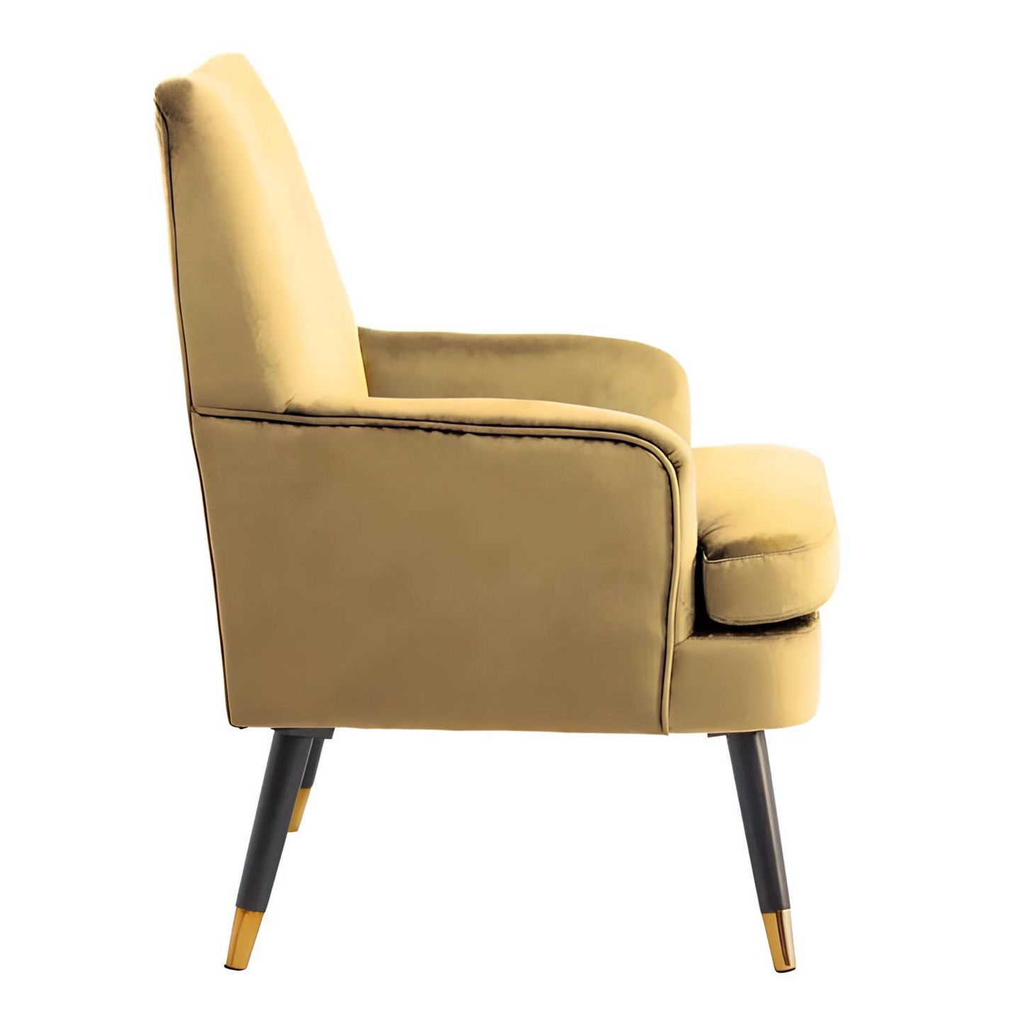 Loretta Mustard Velvet Accent Chair with Gold-Tipped Legs