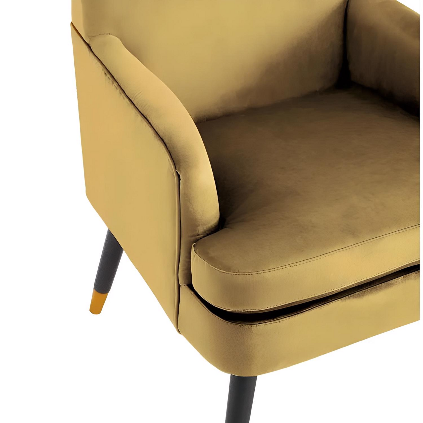 Loretta Mustard Velvet Accent Chair with Gold-Tipped Legs
