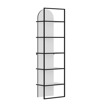 Archy Modern 5-Tier Wall Mounted Bookcase – White 180 cm