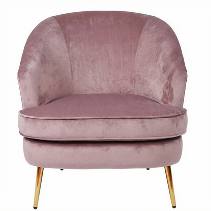 Loretta Dusty Pink Velvet Tub Chair with Cushioned Seat