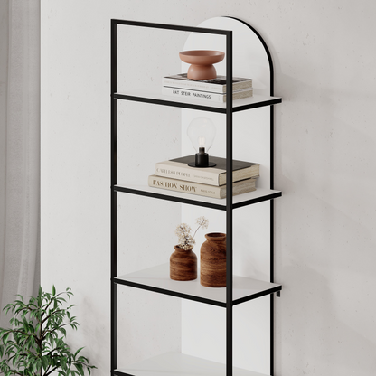 Archy Modern 5-Tier Wall Mounted Bookcase – White 180 cm