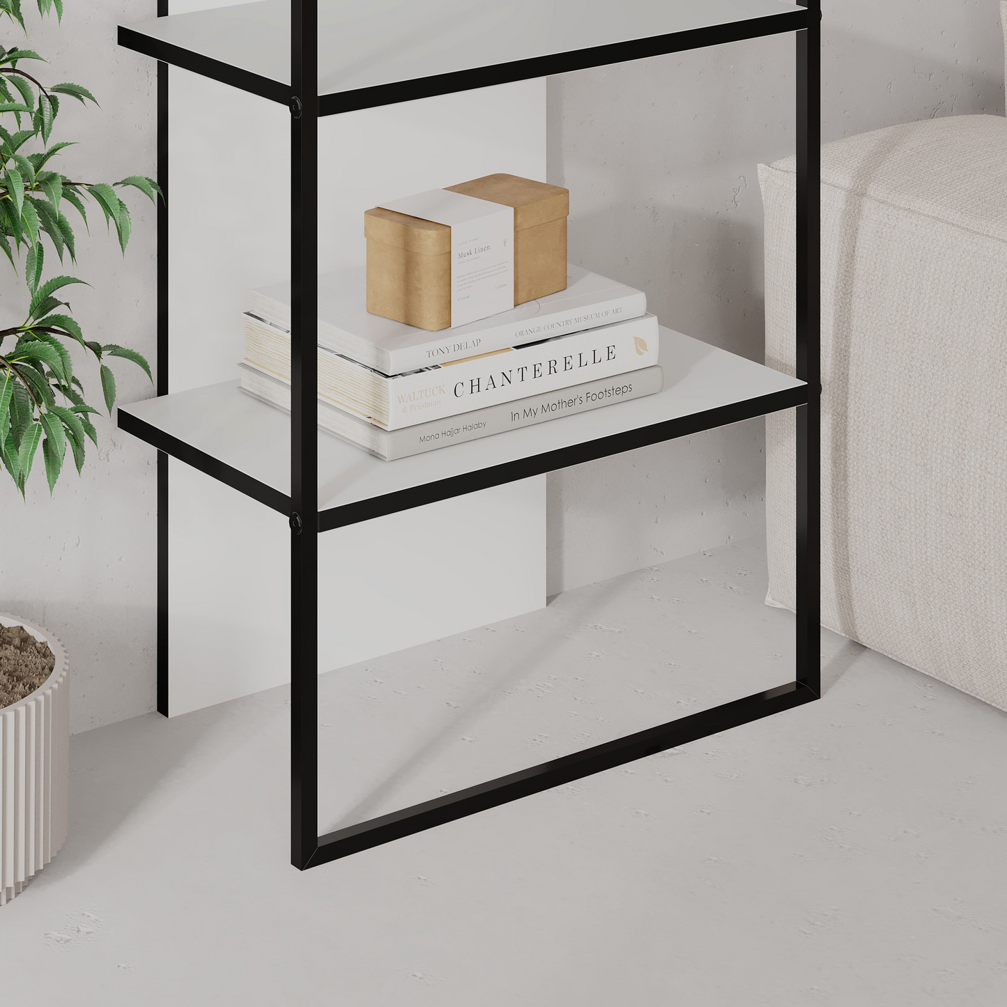 Archy Modern 5-Tier Wall Mounted Bookcase – White 180 cm