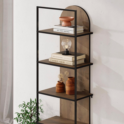 Archy Modern 5-Tier Wall Mounted Bookcase – Dark Oak 180 cm