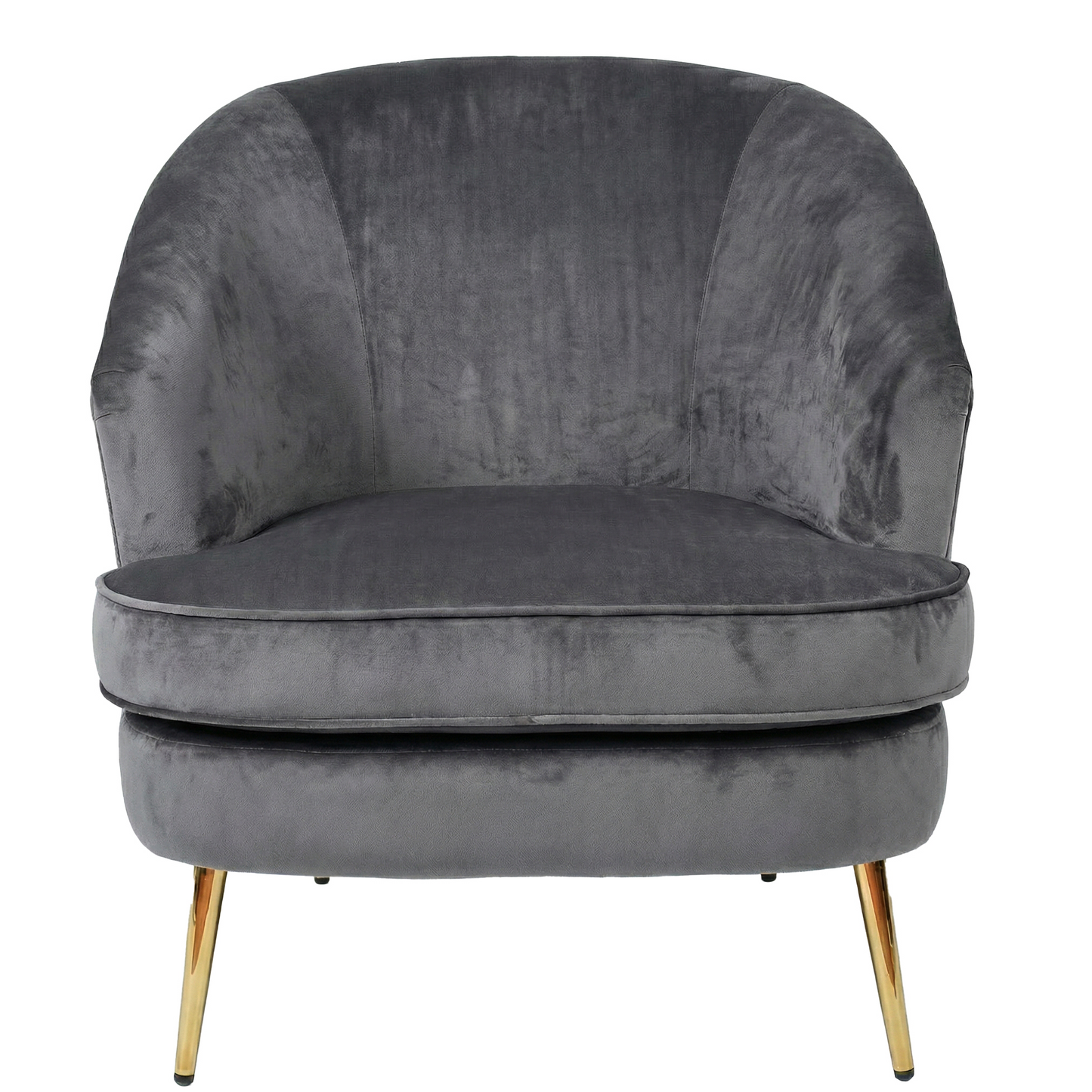Loretta Grey Velvet Armchair with Gold Metal Legs