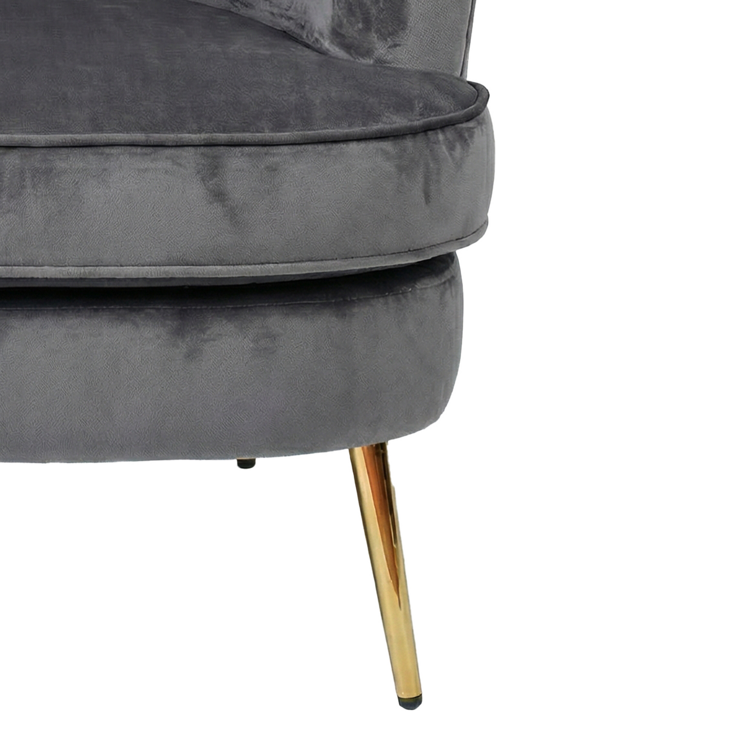 Loretta Grey Velvet Armchair with Gold Metal Legs