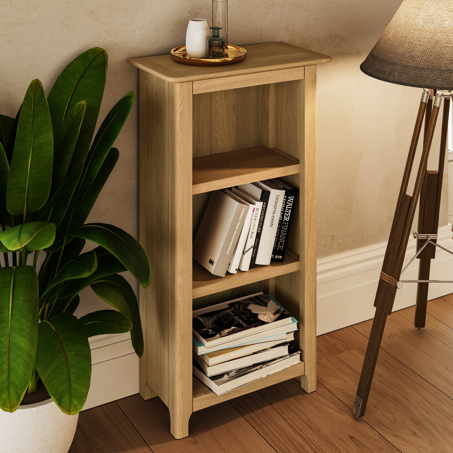 Taberno Oak 3-Tier Bookcase – Natural Oak