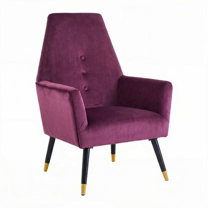 Loretta Red Wine Velvet Accent Chair with Button Detail