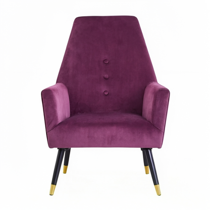 Loretta Red Wine Velvet Accent Chair with Button Detail