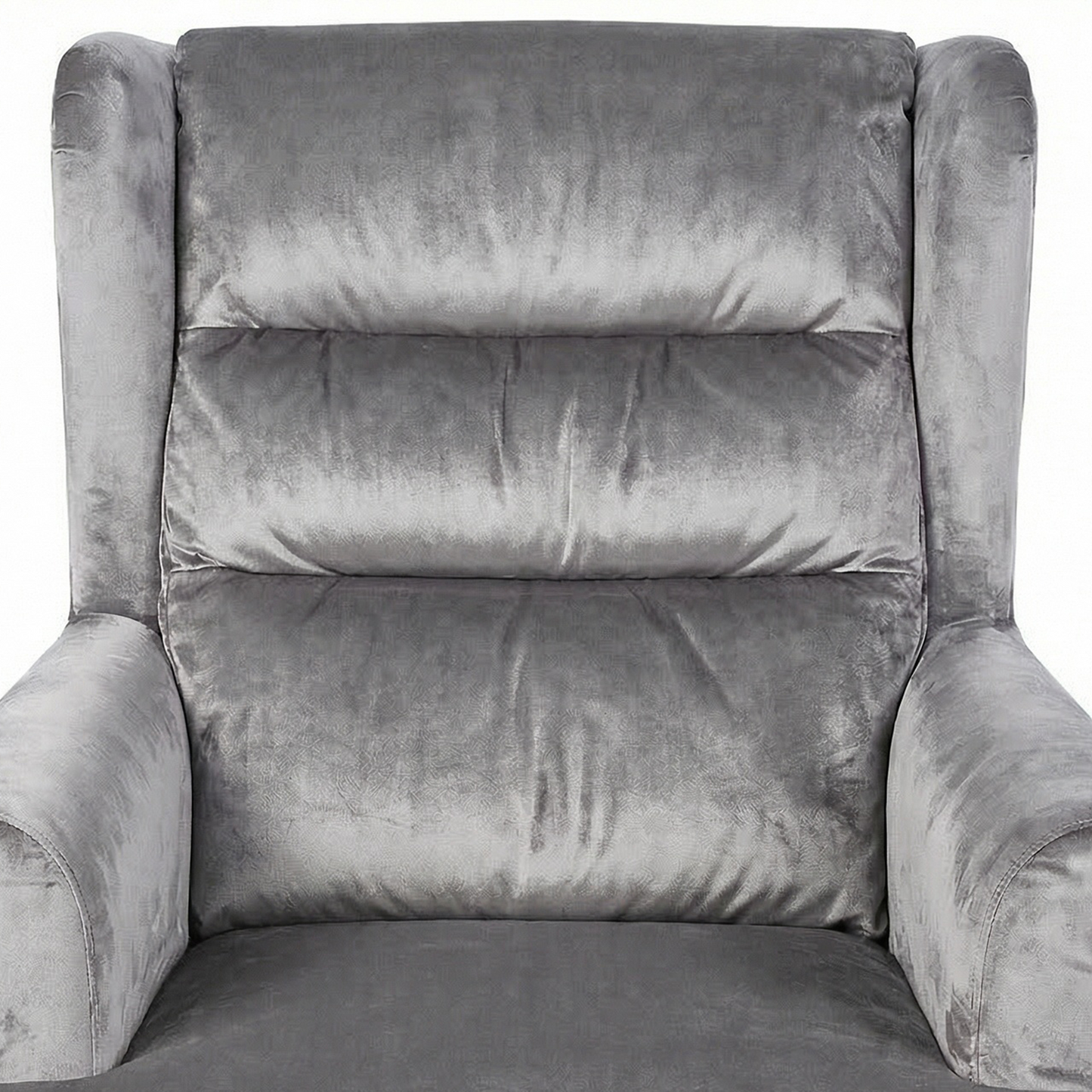 Loretta Grey Velvet Armchair with Ribbed Cushioned Back