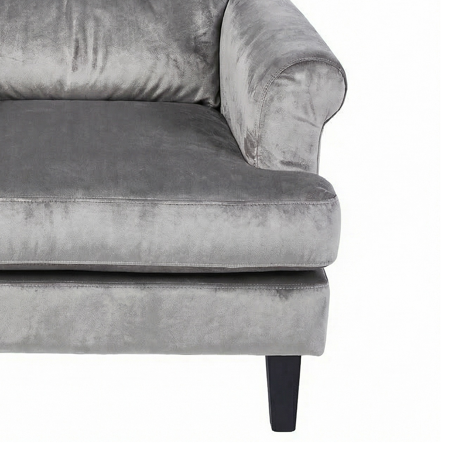 Loretta Grey Velvet Armchair with Ribbed Cushioned Back