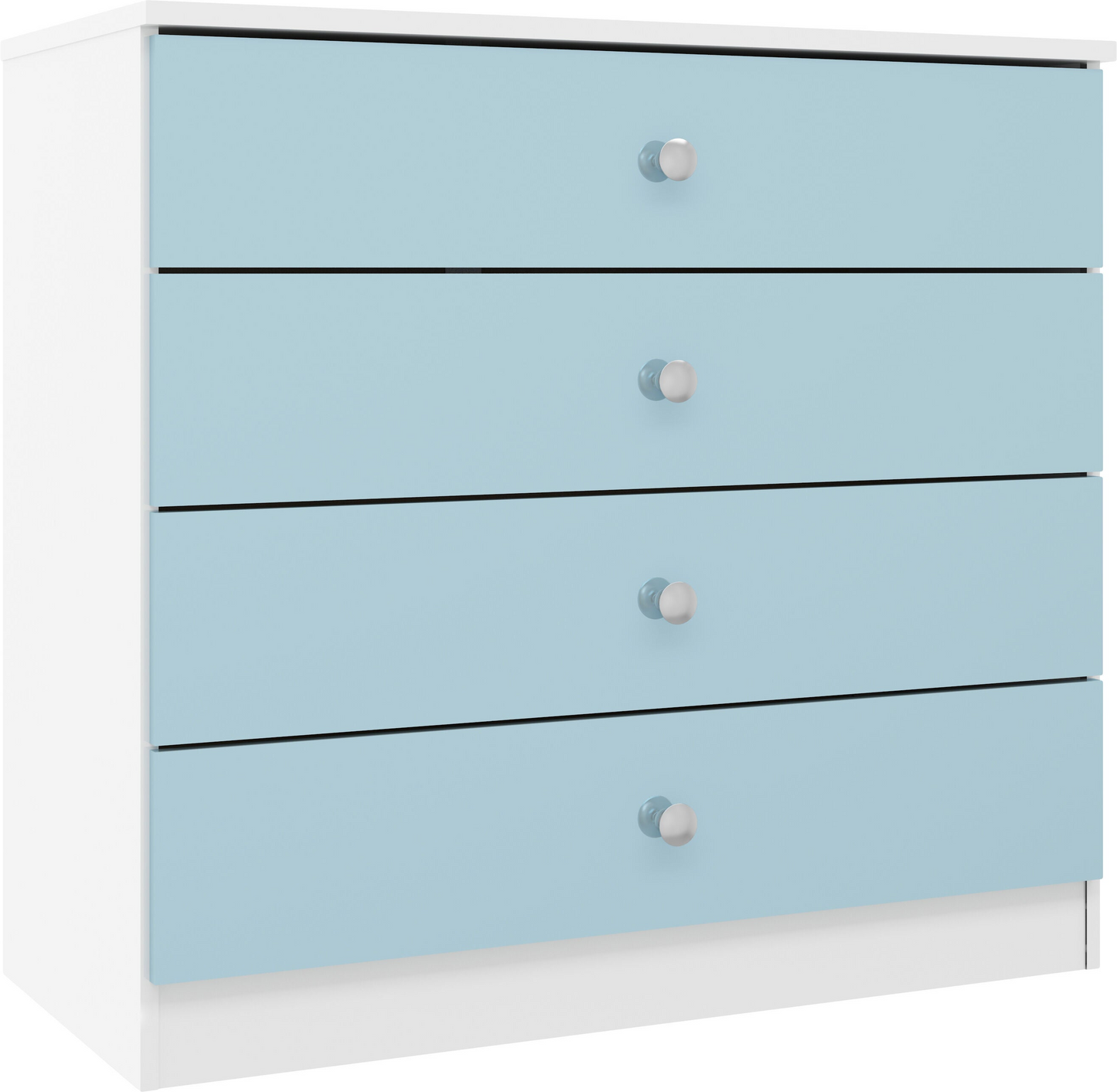 Denver 4 Drawer Chest – White/Blue Gloss, Stylish Storage Solution