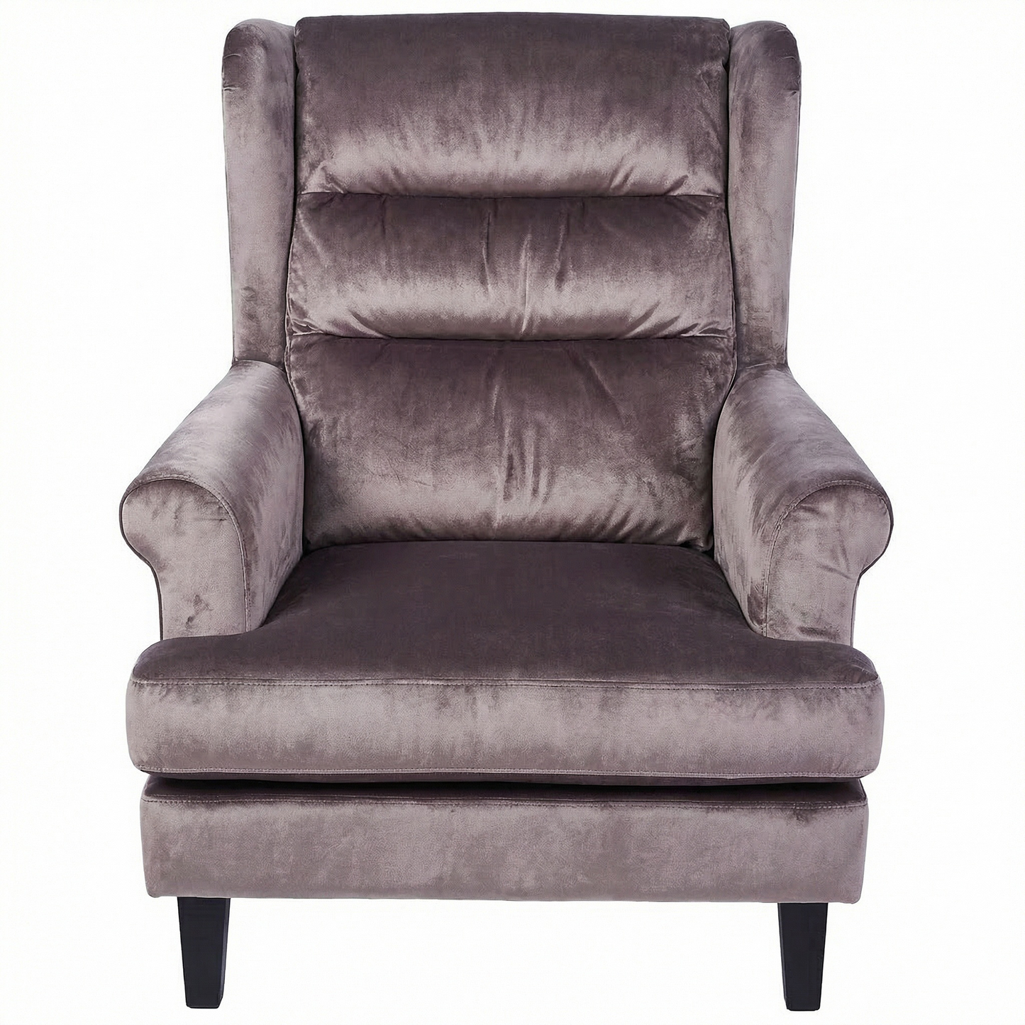 Loretta Mink Velvet Armchair with Ribbed Cushioned Back