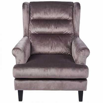 Loretta Mink Velvet Armchair with Ribbed Cushioned Back