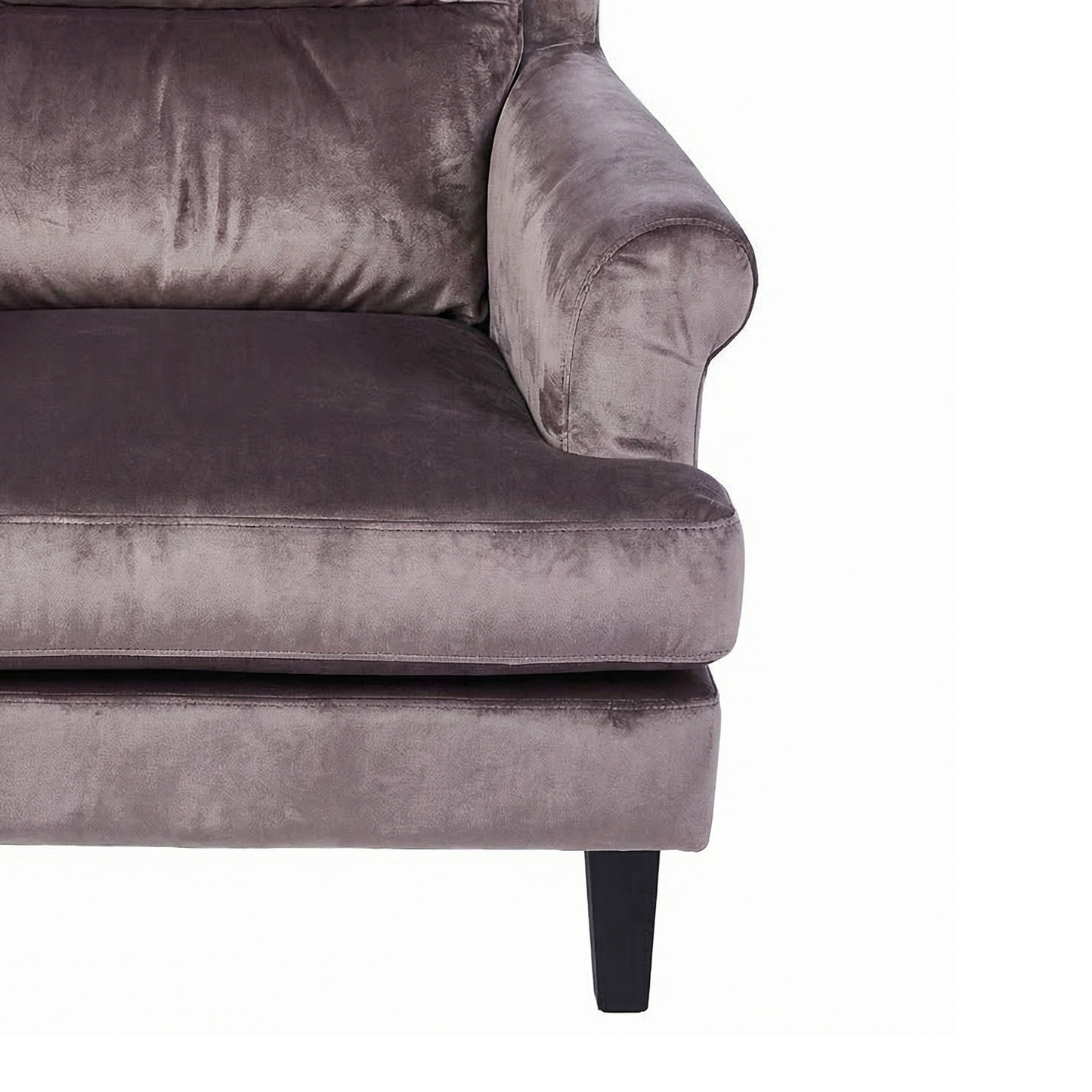 Loretta Mink Velvet Armchair with Ribbed Cushioned Back