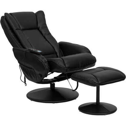 Black LeatherSoft Massage Reclining Armchair & Footstool