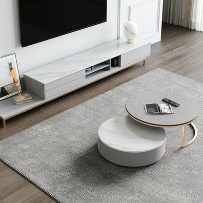 Daisy Nesting Coffee Table, Grey Top With Black Base / 70+90cm