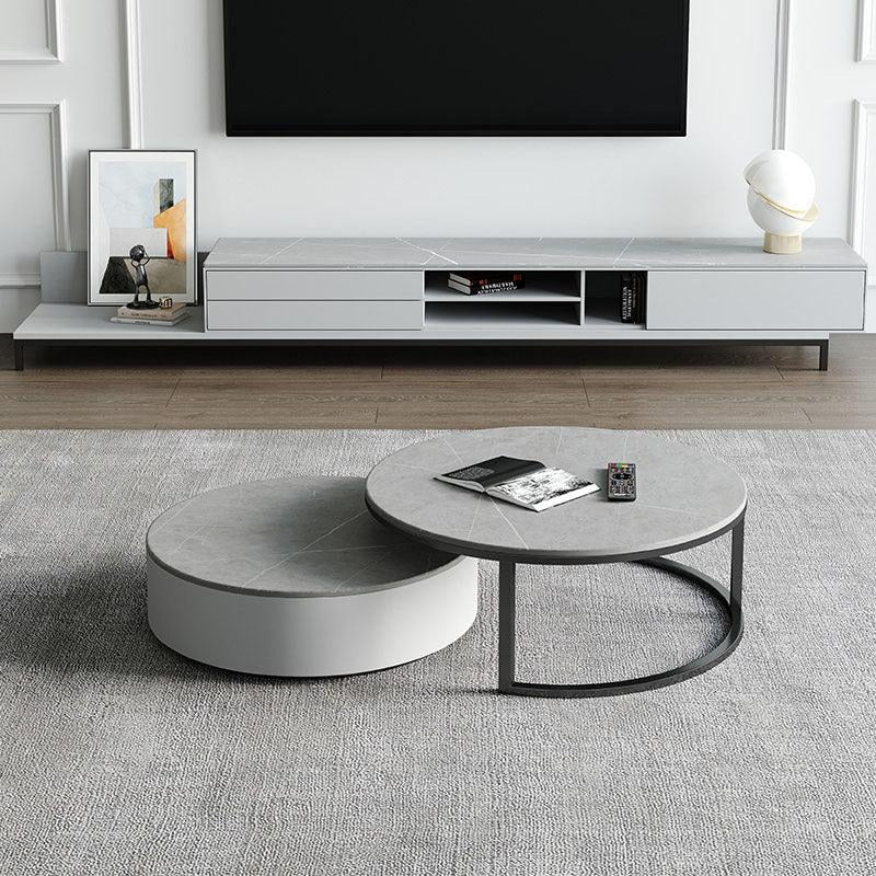 Daisy Nesting Coffee Table, Grey Top With Black Base / 70+90cm