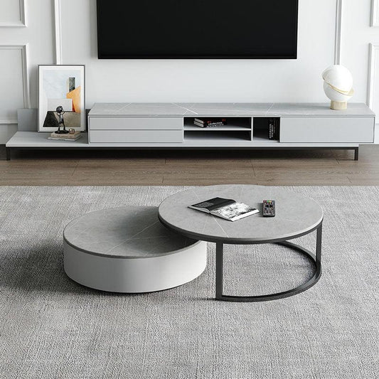 Daisy Nesting Coffee Table, Grey Top With Black Base / 70+90cm