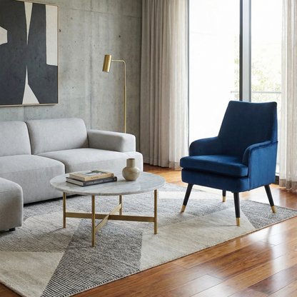Loretta Accent Chair - Midnight Blue Velvet Padded Armchair