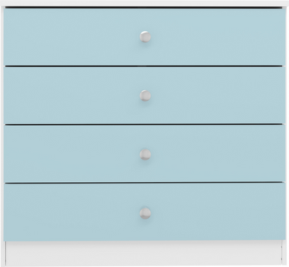 Denver 4 Drawer Chest – White/Blue Gloss, Stylish Storage Solution
