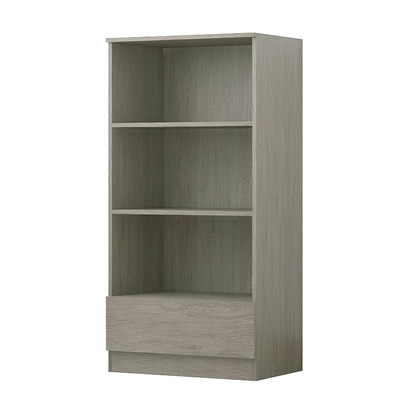 FWStyle Stora 3-Shelf Bookcase with Bottom Drawer – Rustic Oak