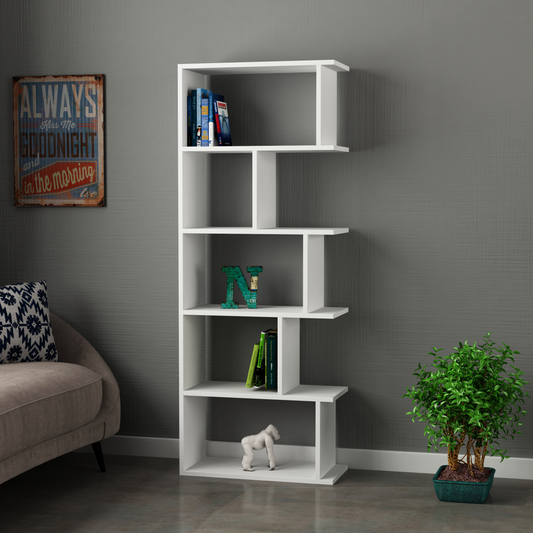 Tapi Modern White Bookcase Display Unit – Tall 159cm