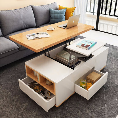 Ruby Lift Top Coffee Table, Multi-Functional Foldable Coffee Table, White & Oak